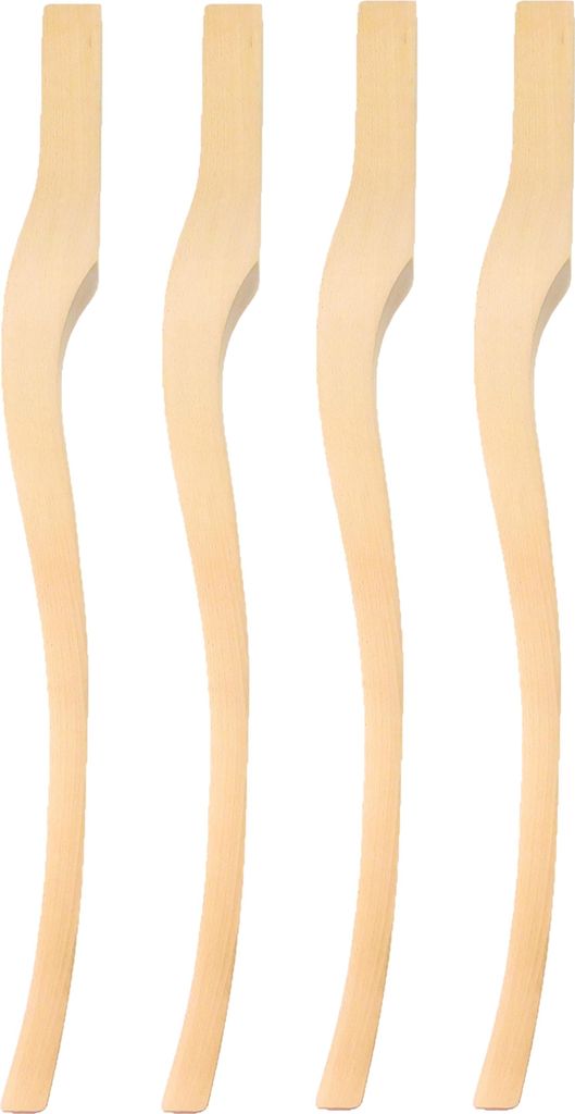 4x Tischbeine Buche 73 cm klar lackiert – Louis XV Stil – für Schminktisch, Esstisch, DIY Möbel