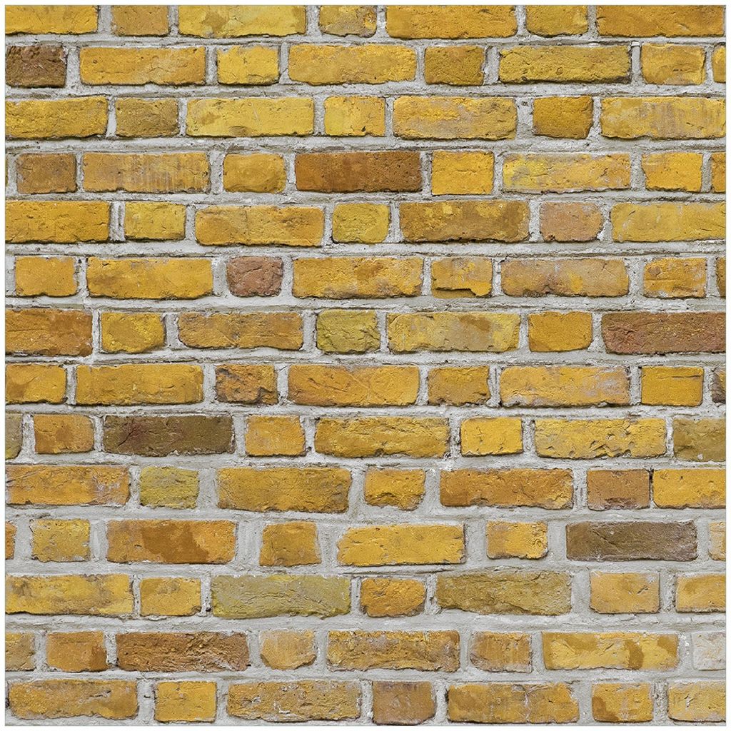 Wallario Memoboard Magnettafel aus Glas, Größe 50 x 50 cm, Motiv Ziegelsteinwand in gelb - Backsteine