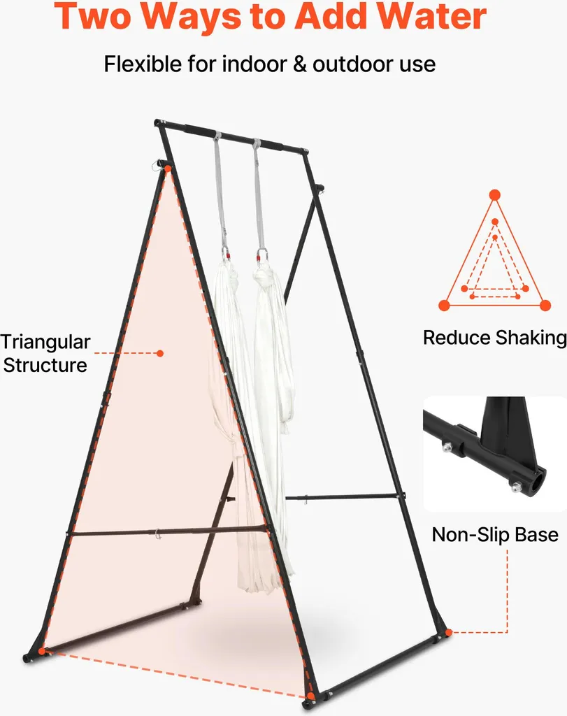 Support Yoga sans Fixation Plafond, Structure Stable 200kg avec Hamac 6m - 4