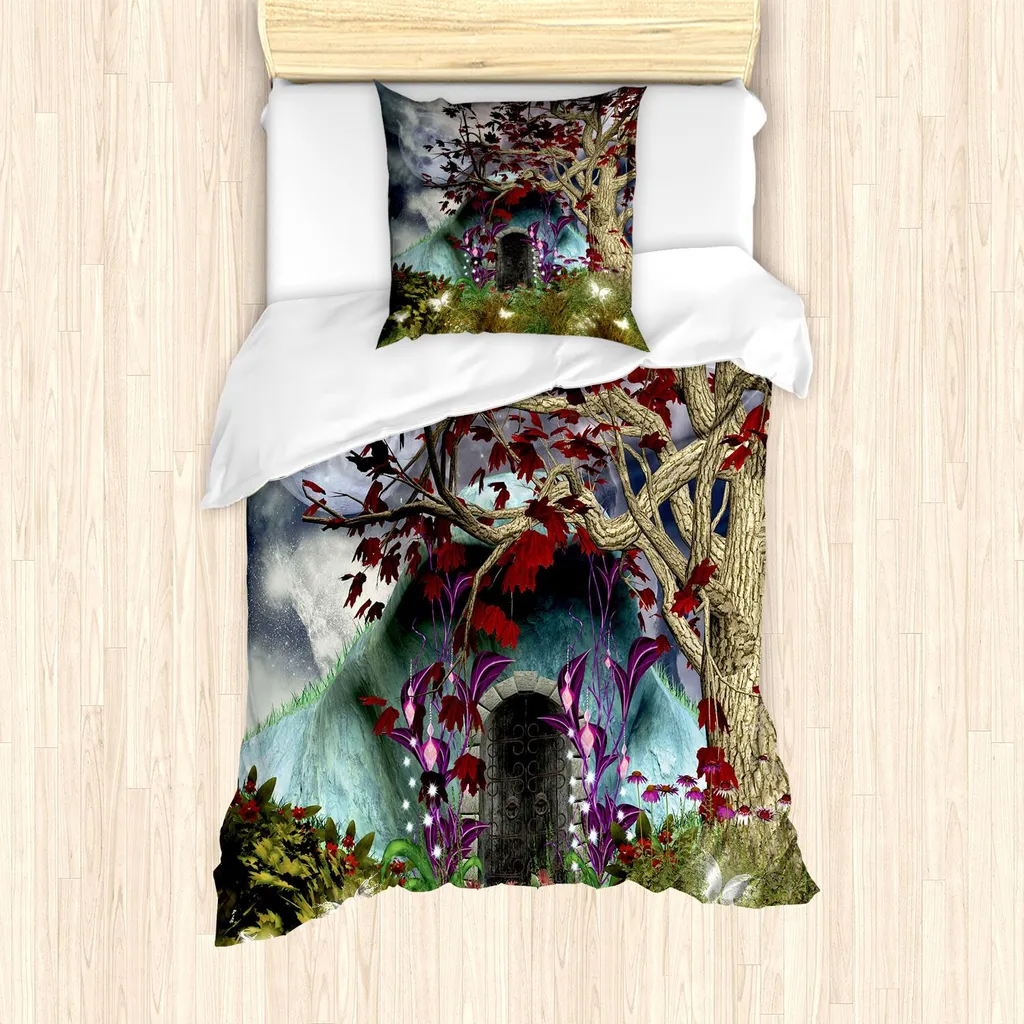 Set Letto Singolo ABAKUHAUS Foresta Magica 135x200 Microfibra Colorata