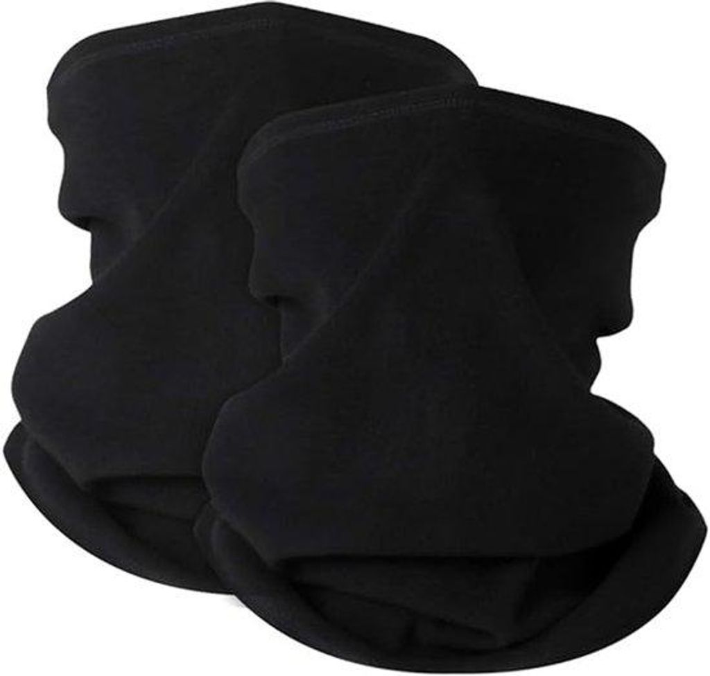 Doppelte schwarze Winter-Halskrausen-Set, winddichte Gesichtsmasken-Set, Schal für Männer und Frauen bei kaltem Wetter.