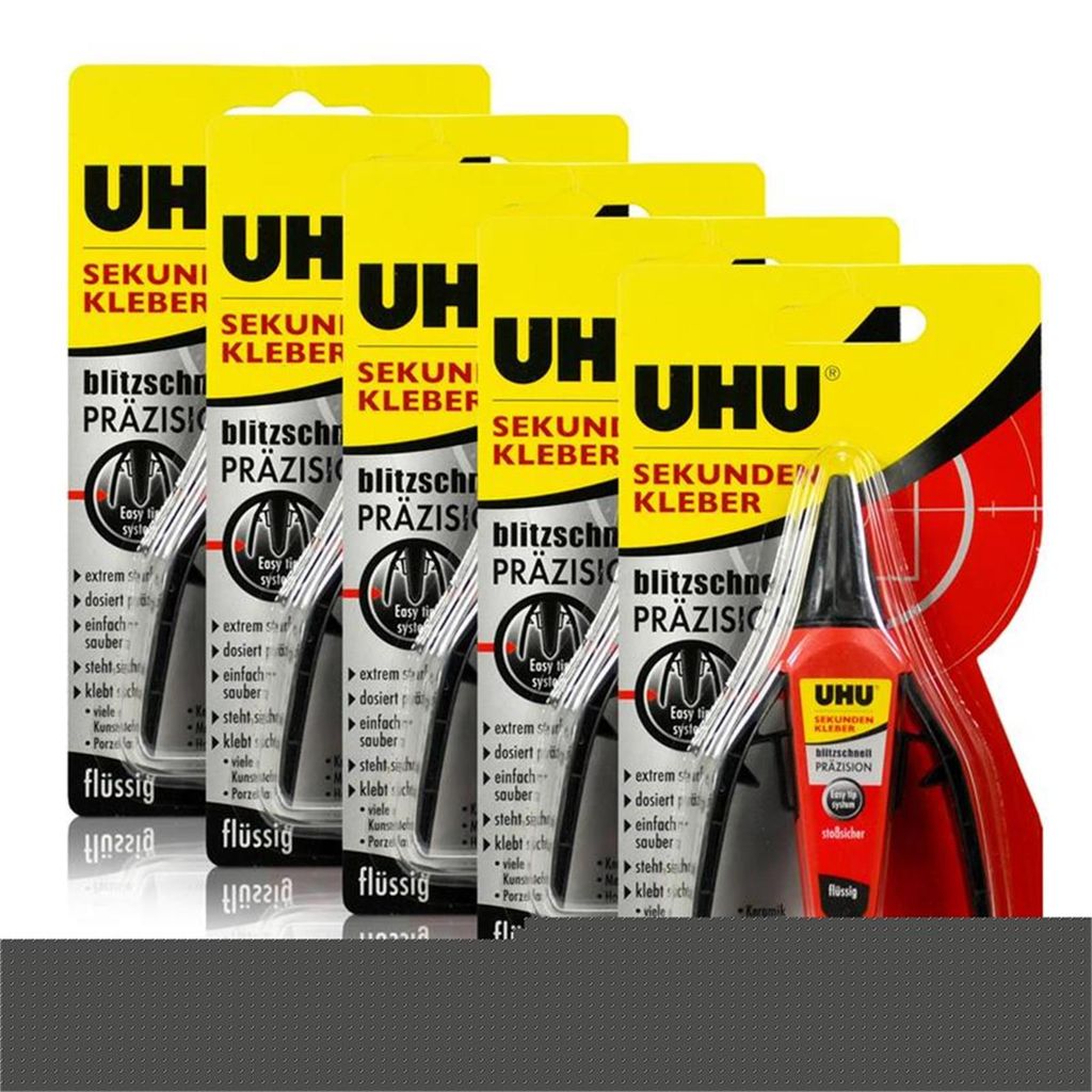 5x UHU Sekundenkleber blitzschnell Präzision flüssig 3g