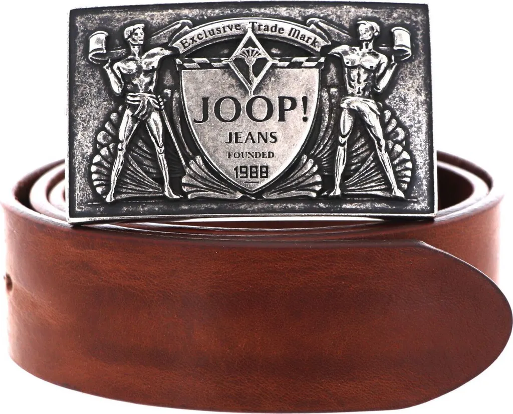 JOOP! Cintura Uomo Pelle Marrone 4,0 cm - Buckle Jeans Belt W95