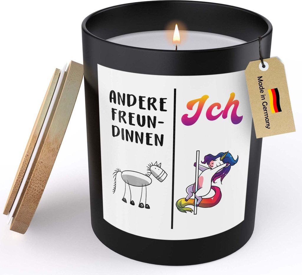 22Feels Freundin Geschenk Jahrestag Spruchkerze "Einhorn" Frauen Geburtstag Sojawachs Kerze im Glas Liebe Partnerin Handgemacht Spruch Duft Deko Ve...