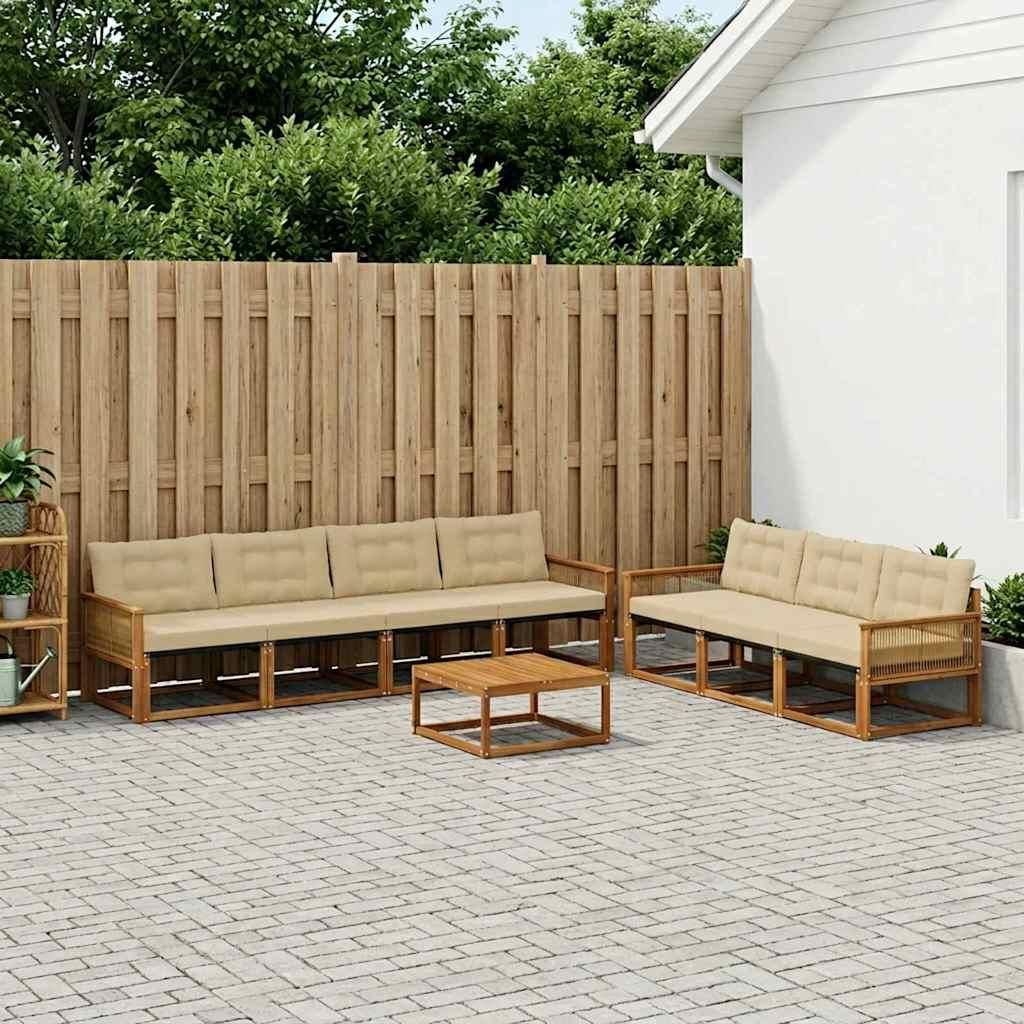 Möbel Outdoor-Sofagarnitur mit Kissen 8 pcs Natur und BeigeGartensofas - Gartensofas c257