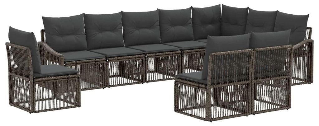 vidaXL Gartensofa-set 10 pcs Grau Poly-Rattan
