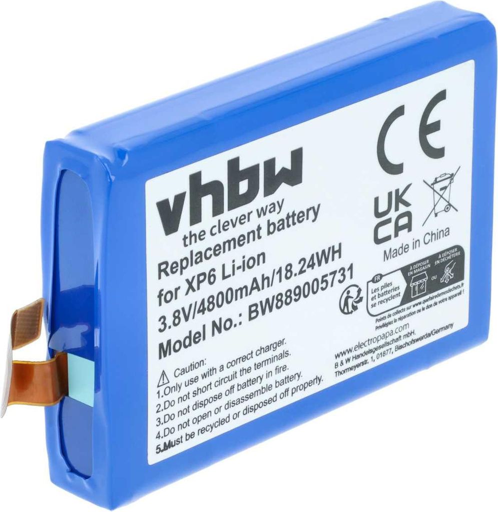 vhbw Akku Ersatz für Socket Mobile BAT-04800-01S für Handy Smartphone Telefon (4800 mAh, 3,8 V, Li-Ion)