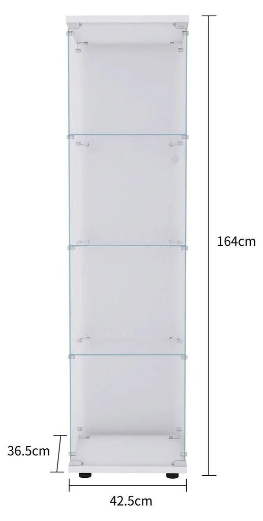 Vitrinenschrank aus Glas - Hoher Displayschrank fürs Wohnzimmer - Glastür - Minimalistisches Design - Ohne LED - Weiß
