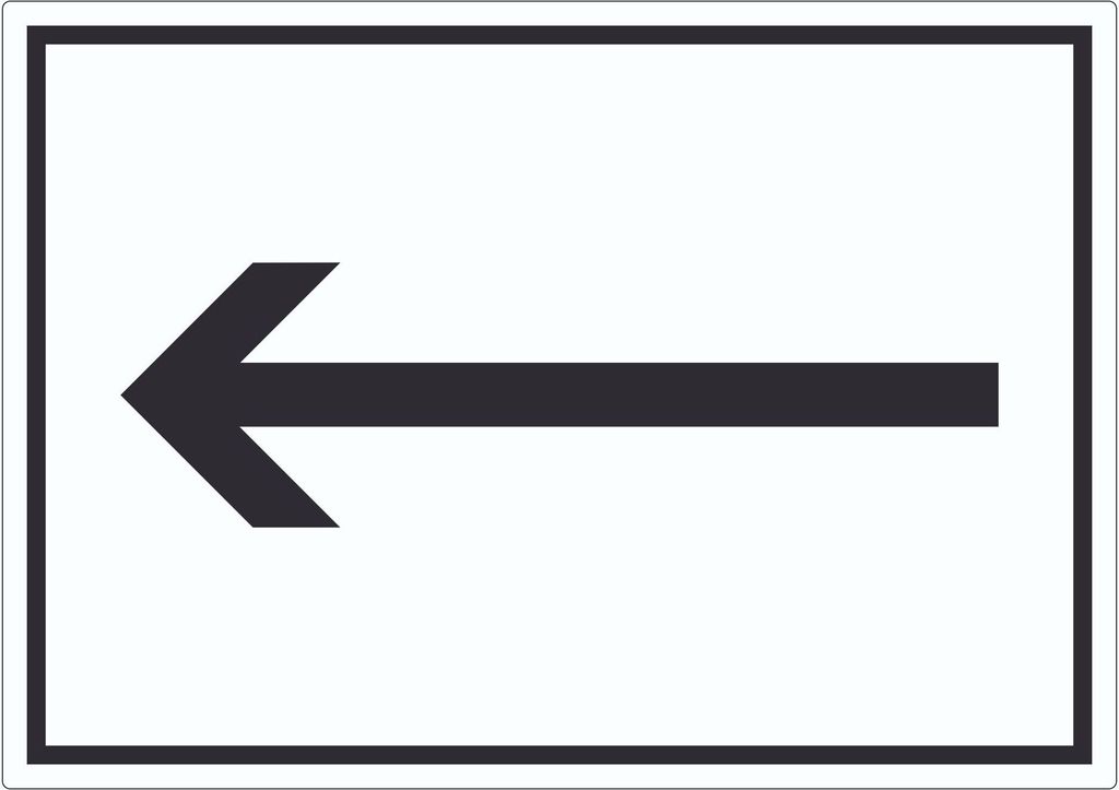 Richtungspfeil links Aufkleber waagerecht schwarz weiss Pfeil A8 (52x74mm)