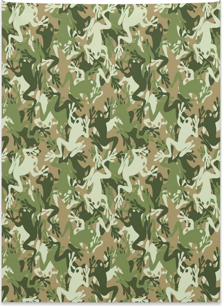 Abakuhaus Frosch Wandteppich, Schädel Camouflage Design aus Weiches Mikrofaser Stoff Kein Verblassen Klare Farben Waschbar, 110 x 150 cm, Grün
