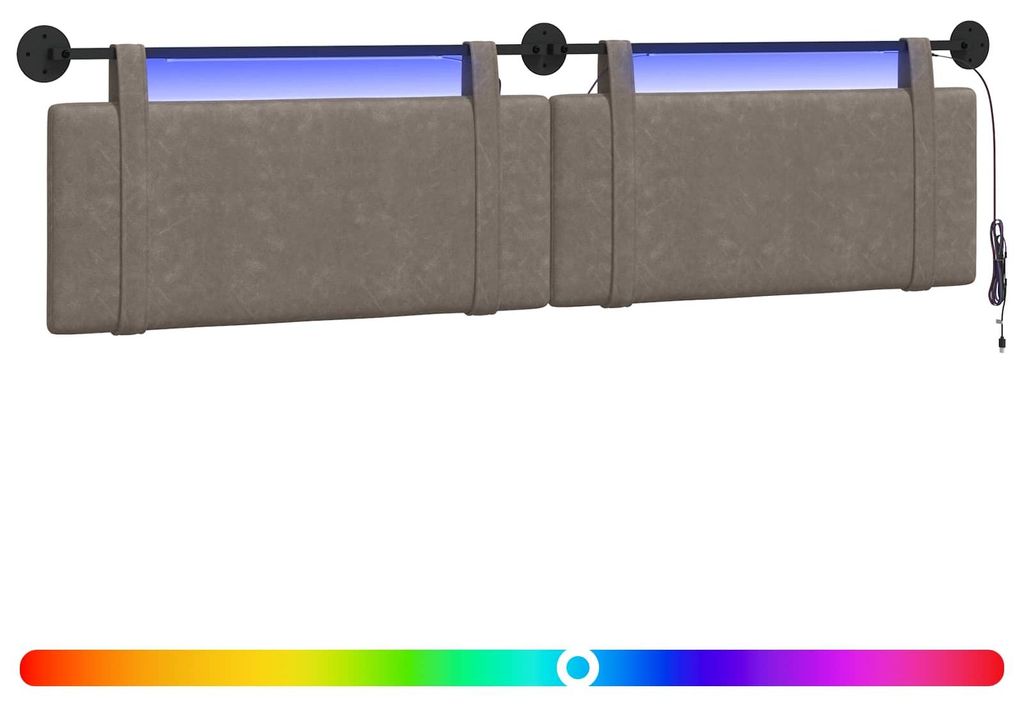 Hängendes Kopfteil Mit LED Licht Grau Antikes PU