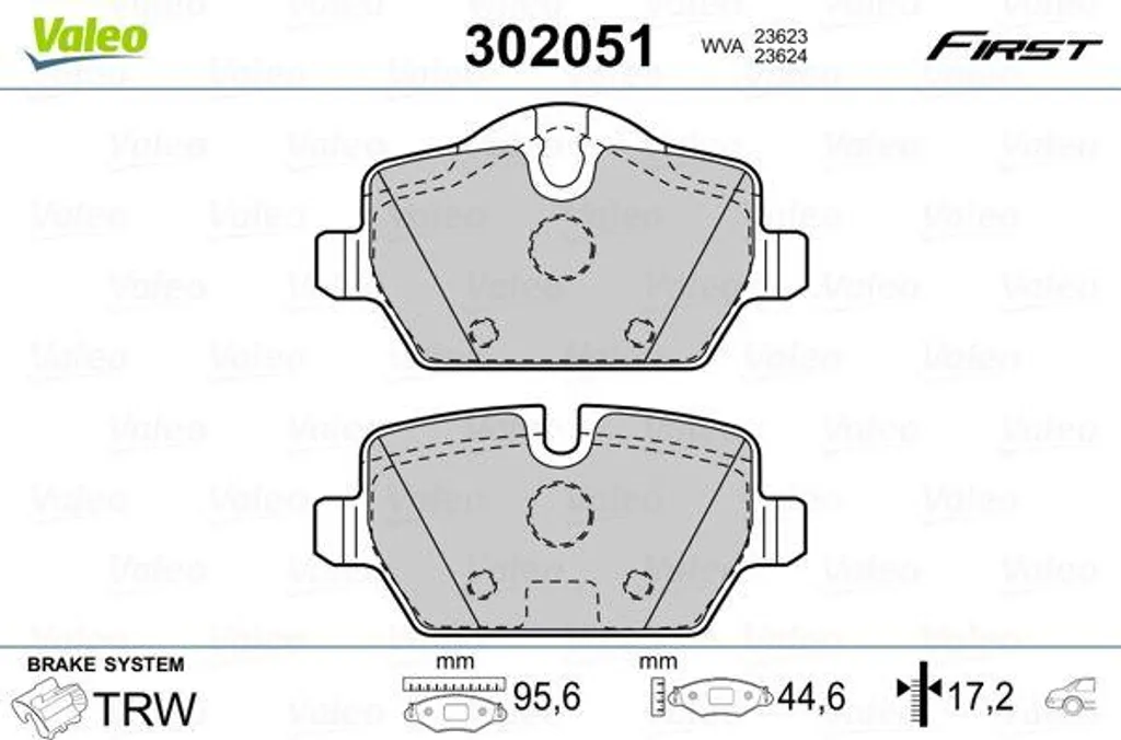 Plaquettes de frein VALEO 302051 OE 34216767145 pour BMW Série 1 et 3