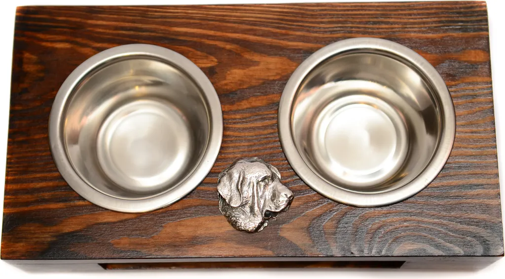 Mastino Spagnolo Supporto Ciotole Legno Art-Dog | Ciotole Acciaio Inox