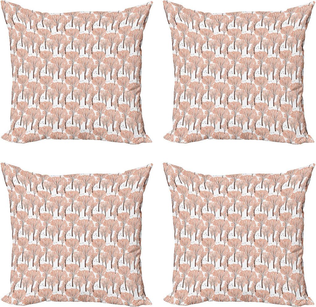 ABAKUHAUS Herbst Kissenbezug Set (4 Stück), Herbst Natur Wald, Moderner Doppelseitiger Digitaldruck, 60 cm x 60 cm, Umber Taupe Dark Orange