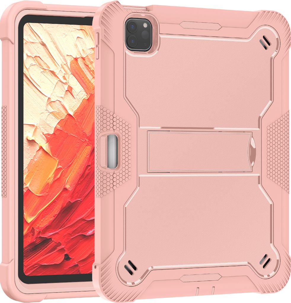 Schutzhülle für iPad Pro 11 Zoll M4 (2024) Robust Hybrid Tablet Hülle mit Ständer Roségold