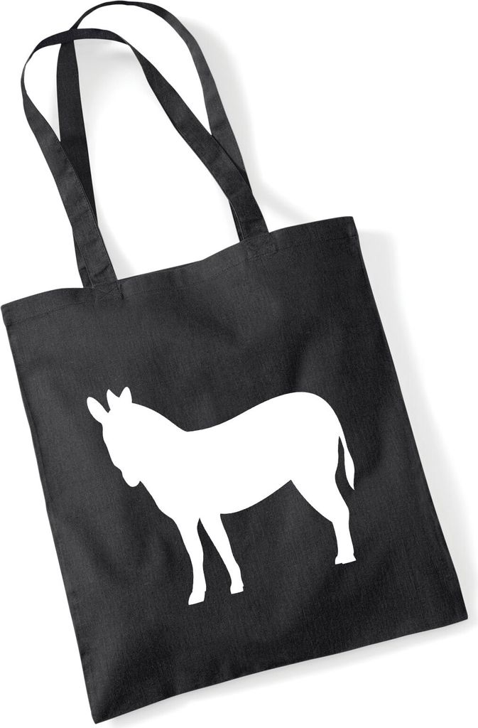 Huuraa Jutebeutel Esel Silhouette 10 Liter Black Baumwolle Tasche Geschenkidee