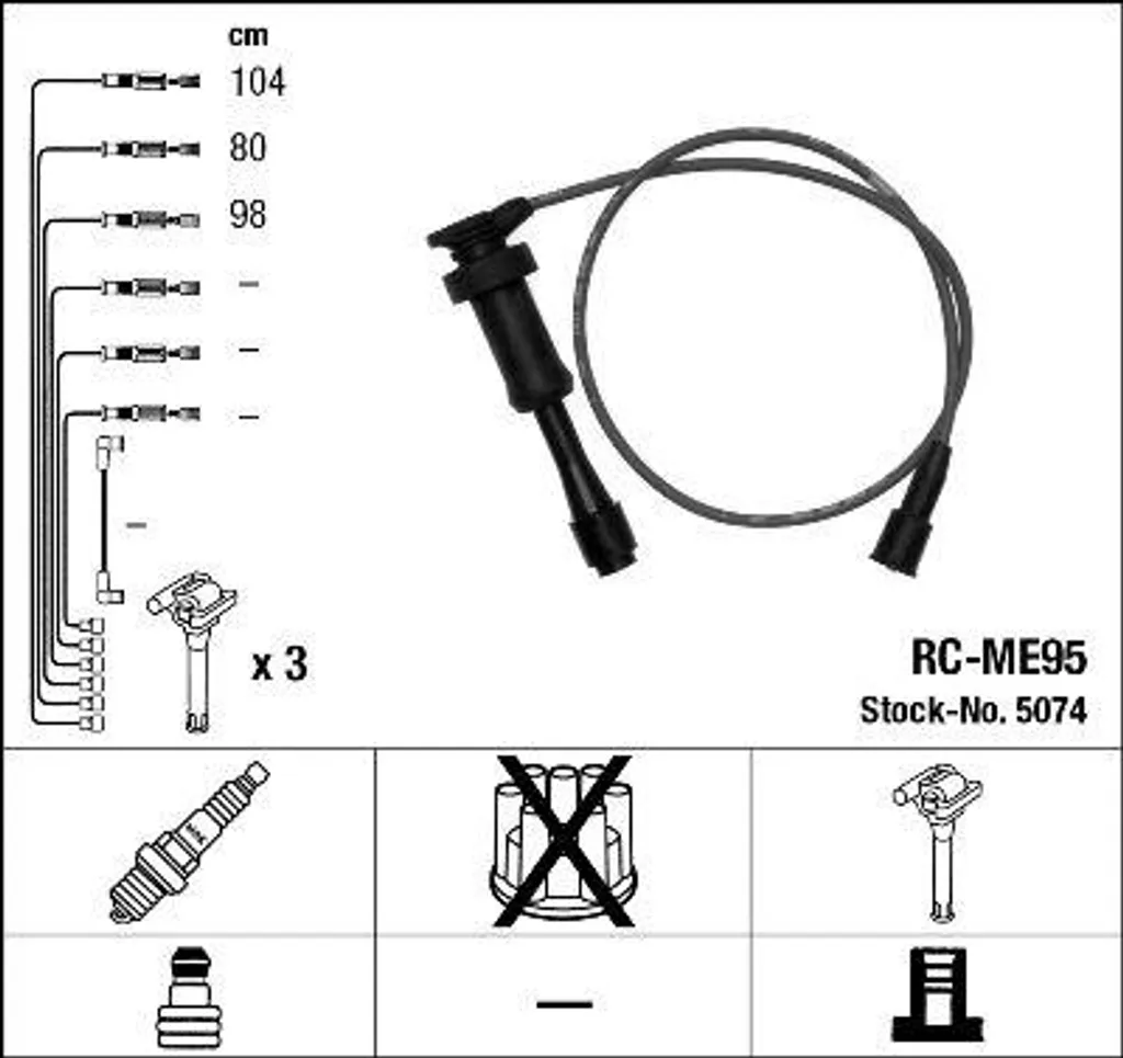 Jeu de câbles d'allumage pour réparer les ratés moteur Pajero Sorento