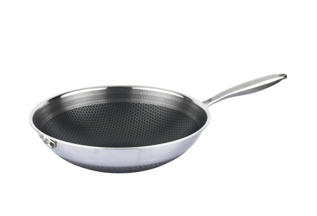 Patelnia wok ze stali nierdzewnej o strukturze plastra Zdjęcie produktu 