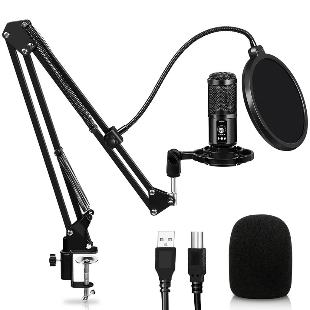 Kondensator Mikrofon USB Microphone Komplett Set Podcast Studio Aufnahme Kit 