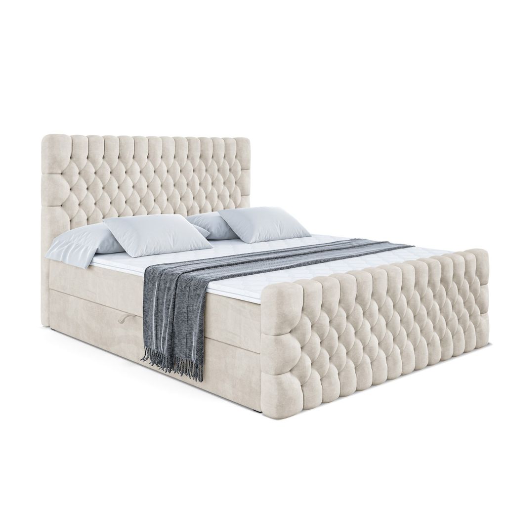 ALTDECOR Boxspringbett mit Fußteil, H3 Matratze und Topper Produktbild 