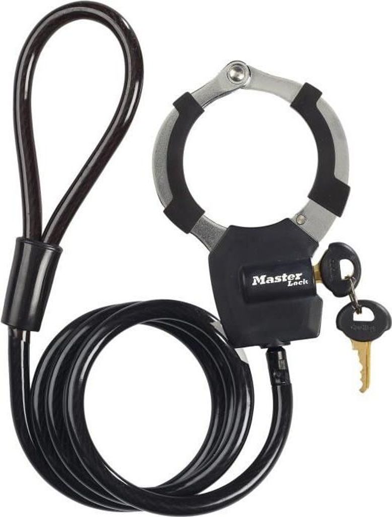Fahrradschloss Handschellen Masterlock Street Cuff, 8 mm Stahlkabel, 1 m Länge, Schwarz