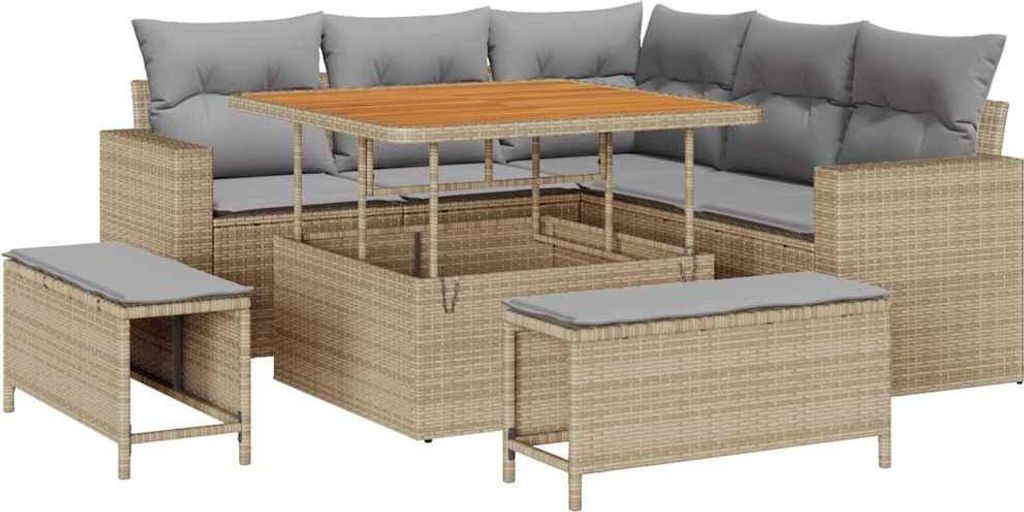 Gartensofa-set 8 pcs Beige Poly-Rattan