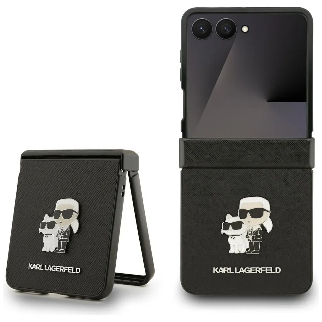 Cover Galaxy Z Flip7 Karl Lagerfeld Saffiano | Accessorio Moda Nero