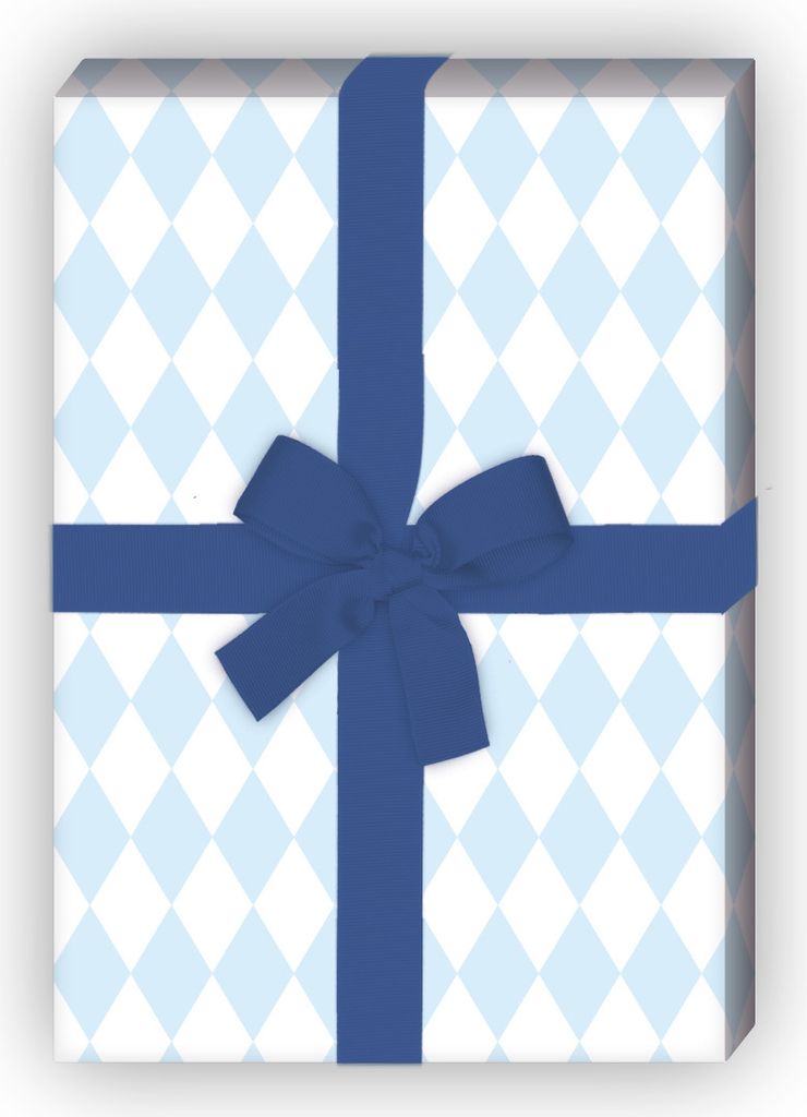 Bayrisches Geschenkpapier mit Rauten Muster in hellblau - G7216, 32 x 48cm