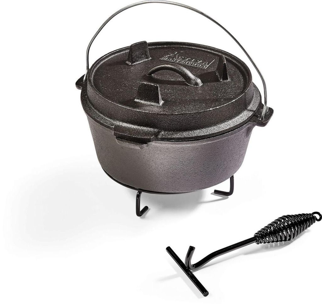 Runder Gusseisen Dutch Oven 25 cm mit Topfuntersetzer, Produktbild 