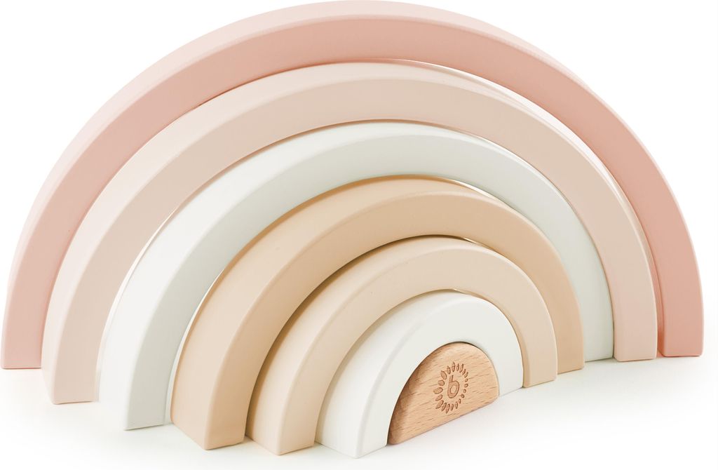 Bieco Regenbogen Holz Reh Ella | Stapelturm Baby | Steckspiel Holz Regenbogen Montessori Regenbogen Deko Stapelturm ab 1 Jahr Holzregenbogen Kinder...