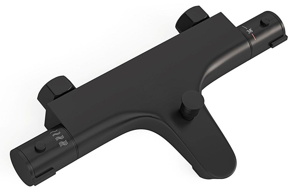LOMAZOO Thermostat-Wannenarmatur Mattschwarz - 15 cm