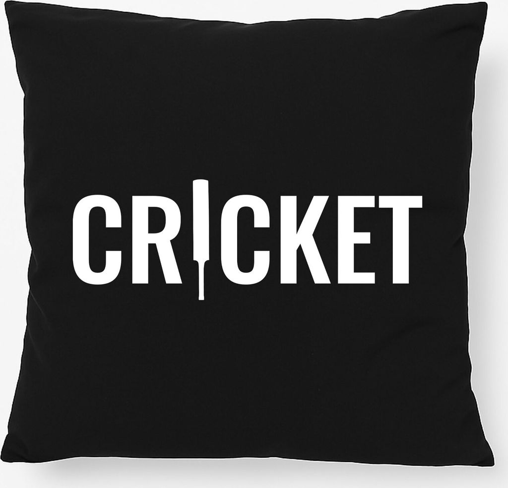 Huuraa Kissen Cricket Schriftzug 40x40cm mit Füllung Black Baumwolle Dekokissen Geschenkidee