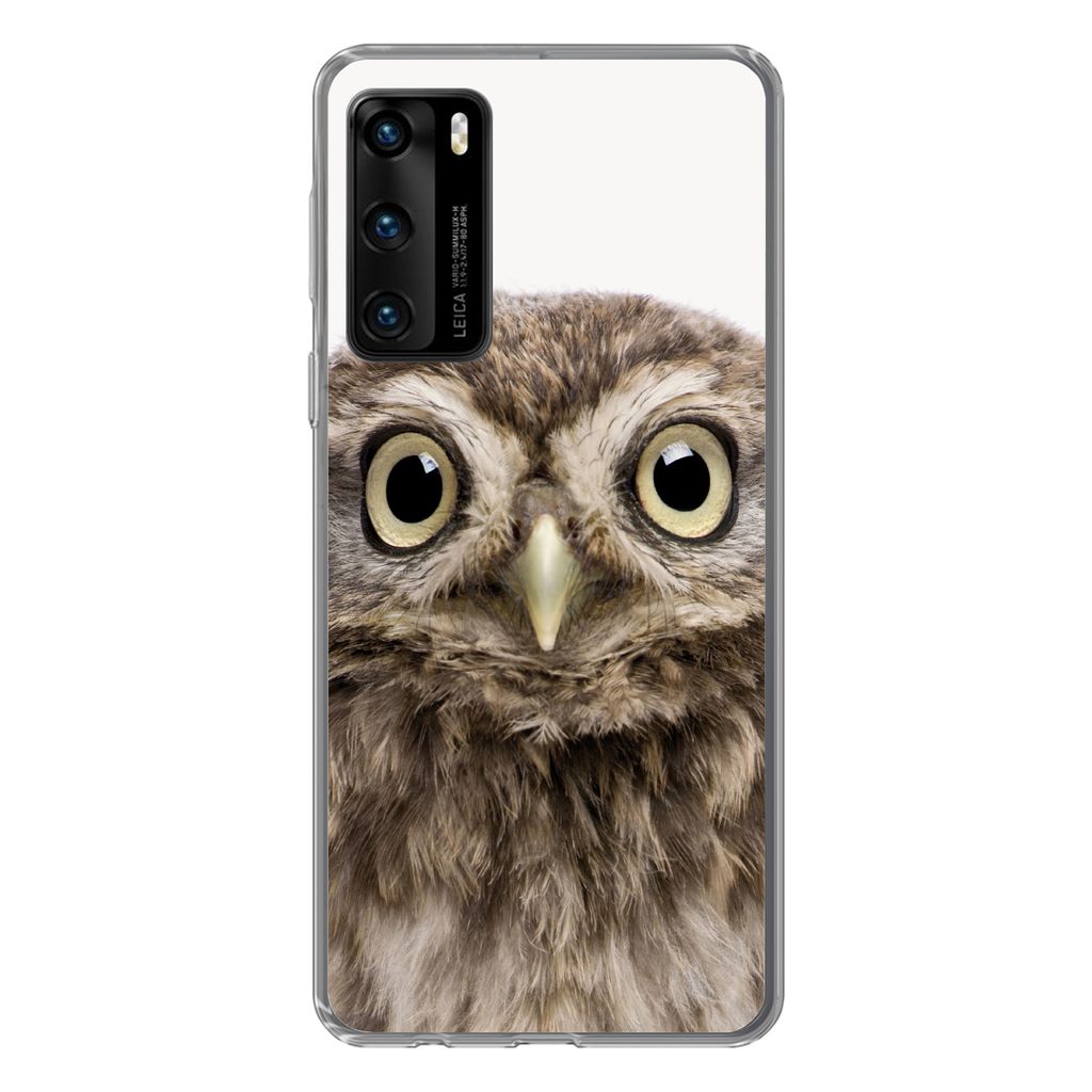 MuchoWow Handyhülle Schutzhülle Hülle für Huawei P40 Eule - Eule - Porträt - Braun - Vogel - Jungen - Mädchen Silikon Softcase Handy Hülle...