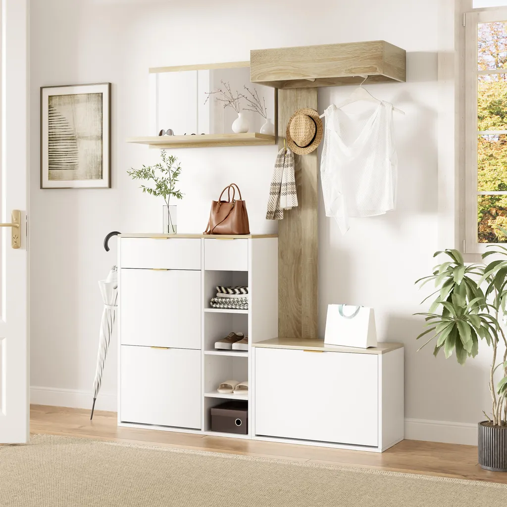 Aménager une entrée étroite avec ce kit de rangement complet blanc - 2