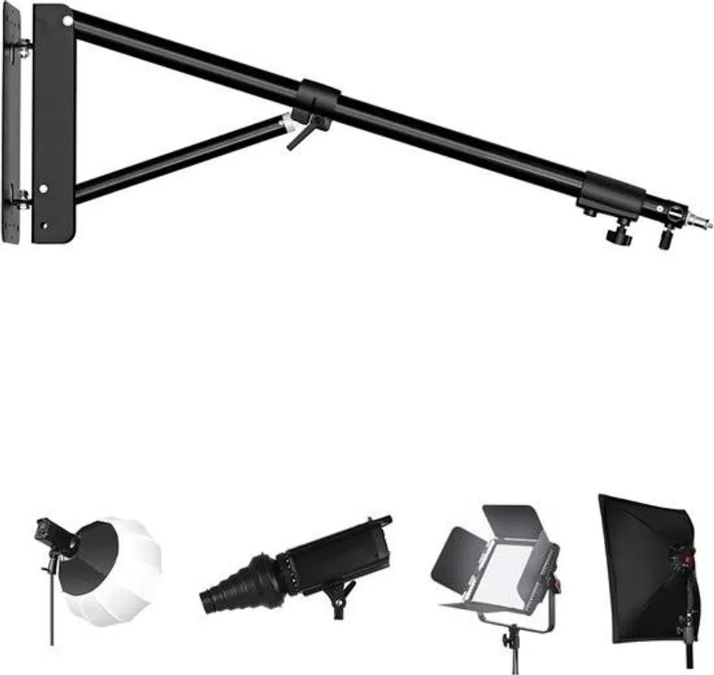 Support Mural pour Créateurs Vidéo avec Lampe Annulaire et Bras de 170 cm