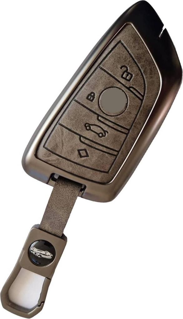 Dutch Shield - Metall Autoschlüssel Hülle für das Bmw Schlüssel - Schutzhülle Schlüsselhülle Cover B4A-PU Grau, Schwarz