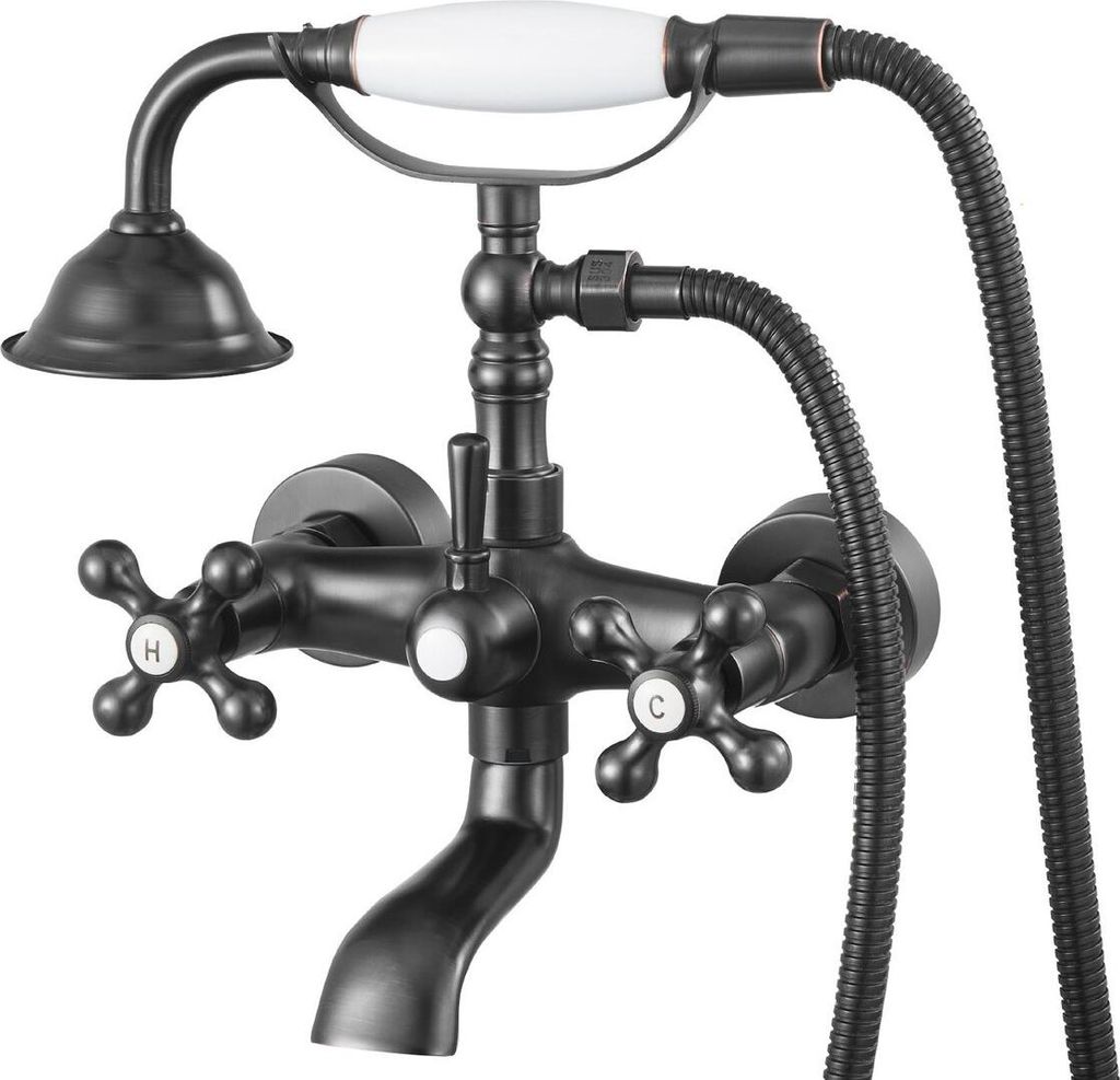 Clawfoot Tub Faucet, Wall Mount Bathtub Faucets with Handheld Shower, Vintage Oil-Rubbed Bronze Clawfoot Tub Filler Faucet Shower Kit with Adjustab...