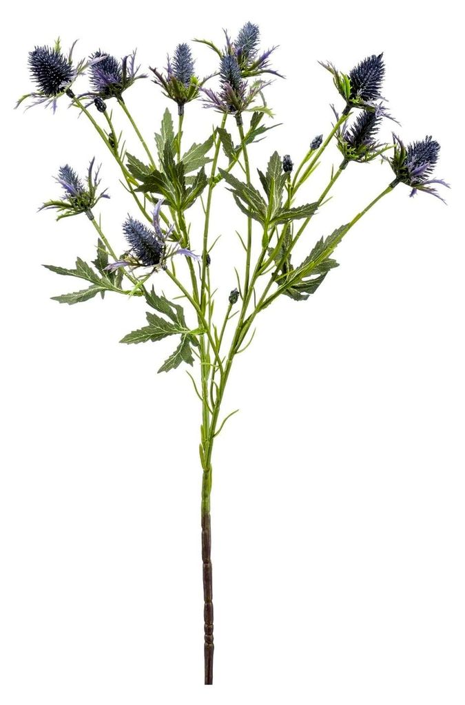 artplants.de Kunstzweig Edeldistel CUACOS, blau, 70cm - Dekozweig Eryngium/Seidenpflanze