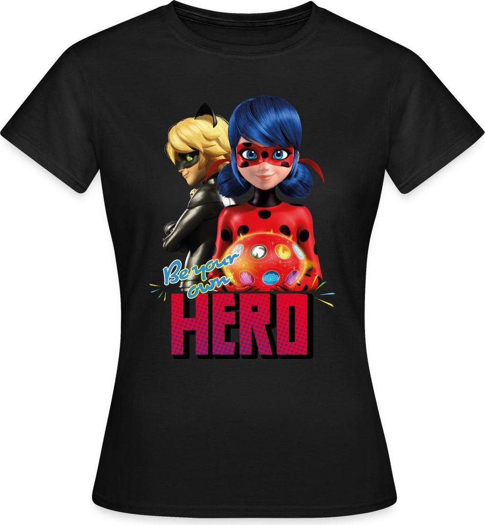 Spreadshirt Miraculous Be Your Own Hero Frauen T-Shirt, L, Schwarz