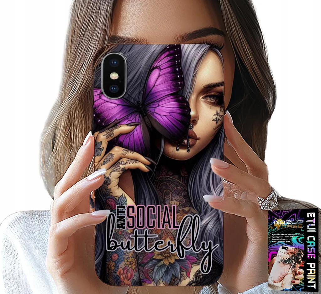 Cover iPhone Xs Max Anti Social Butterfly Rosa | Protezione 360°