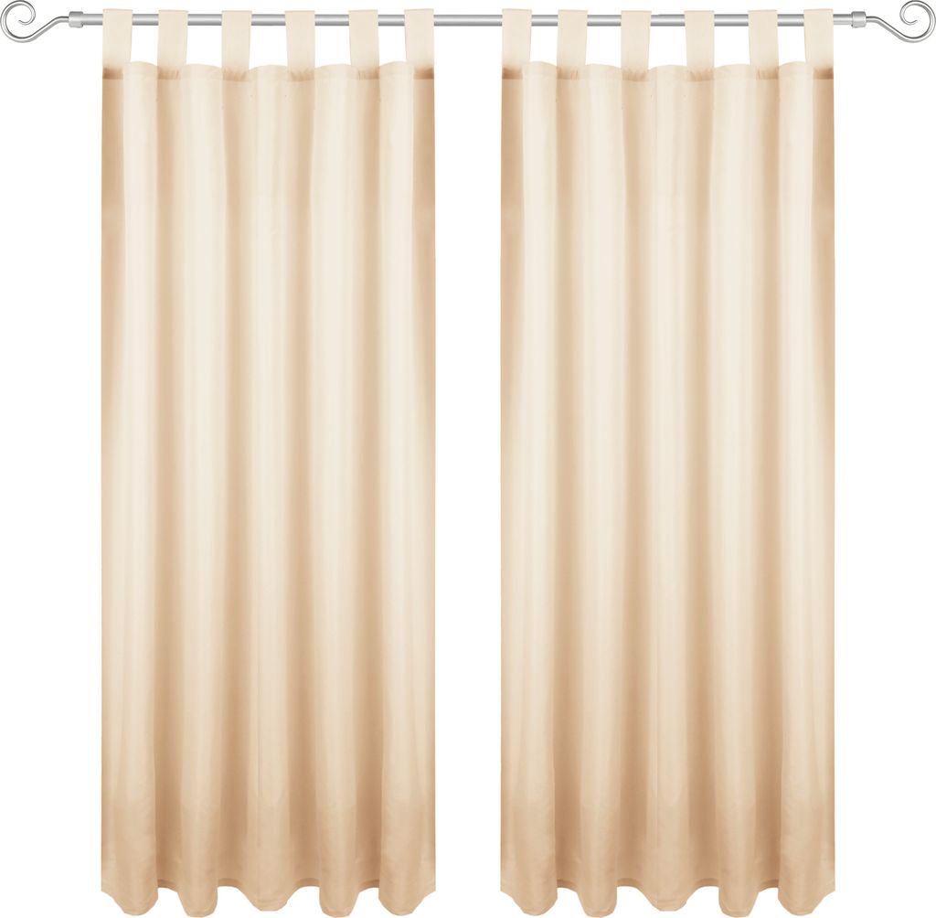 Gardine mit Schlaufen 140x245 cm ( Breite x Länge ) in Beige, blickdichter Vorhang, Schlaufenvorhang in vielen Variationen