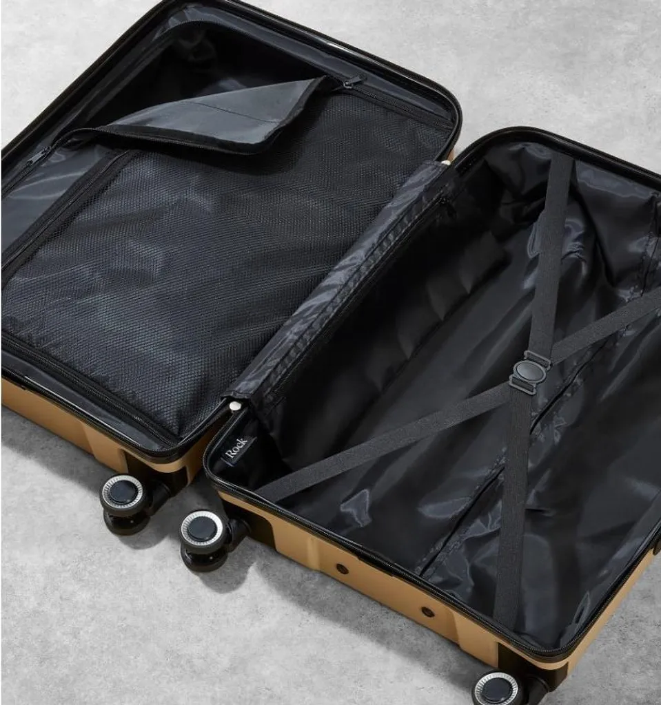 Valise ROCK Hudson beige : bagage robuste avec roues multidirectionnelles