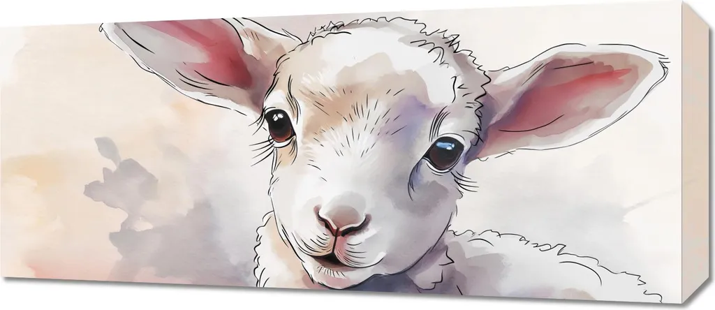 Quadro 70x30 cm Piccola Pecorella - Decorazione Cameretta Artigianale