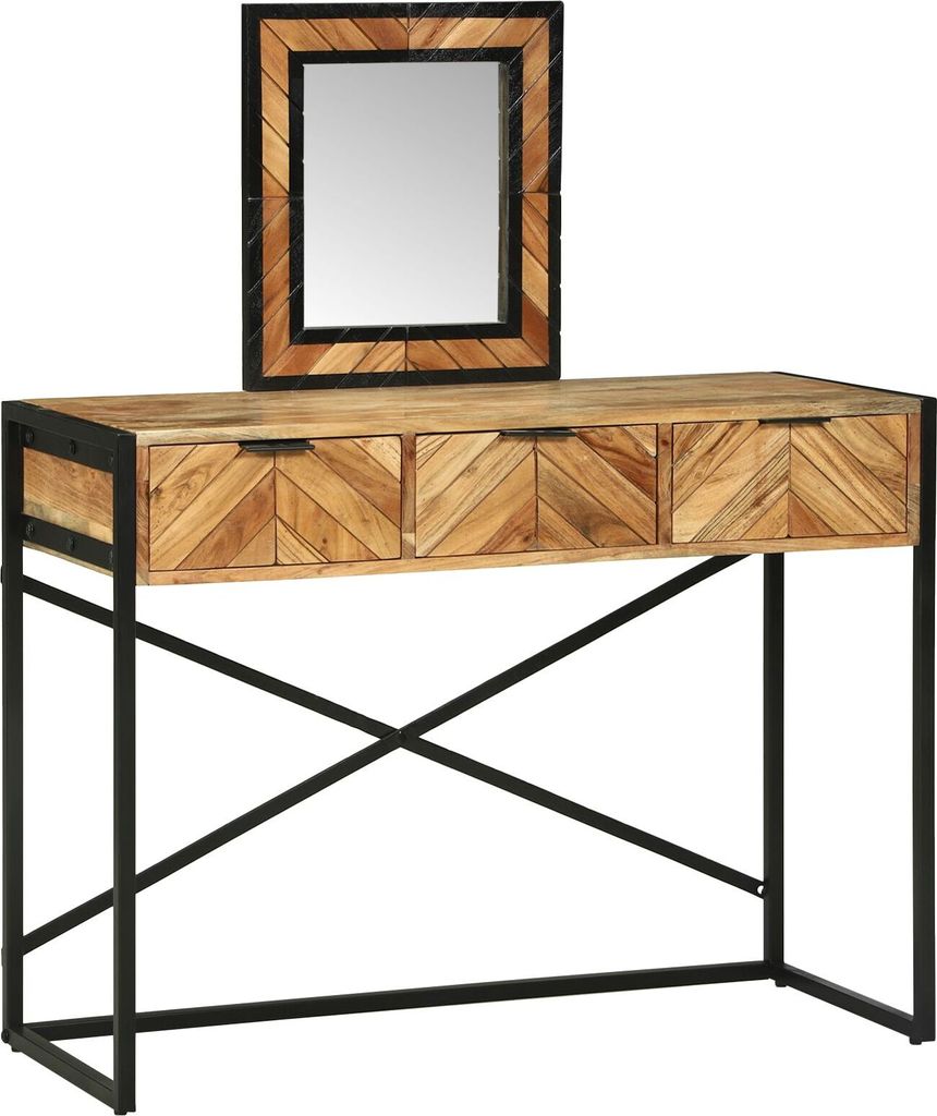 Möbel Frisiertisch mit Spiegel 100x40x120 cm aus massivem Akazienholz - Schminktische 374115