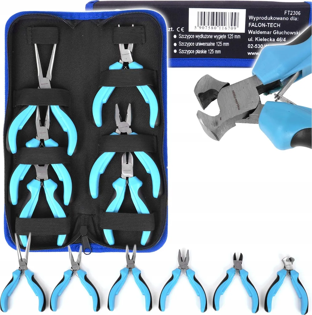 Lot de 6 Mini Pinces Techniques 125mm : Kit de Pinces Coupantes et Plates