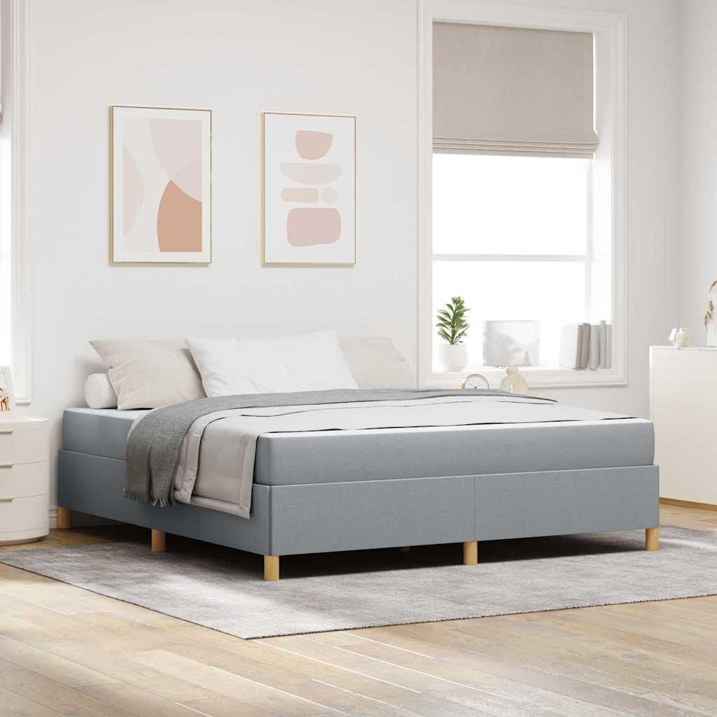 Möbel Boxspringbett Sonstiges Hellgrau und Weiß 180 x 200 cm Stoff - Klassische Betten 3398955