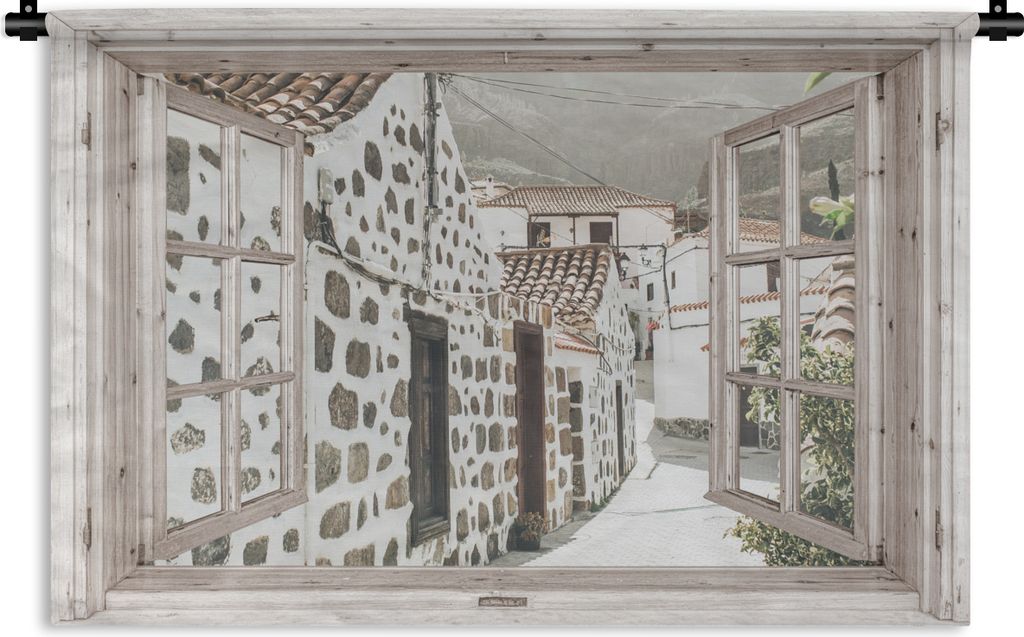 MuchoWow Wandteppich Wandbehang Durchschauen - Griechenland - Sommer 120x80 cm Tapisserie Dekoration Wandtuch - Wanddekorationen - Wandtücher