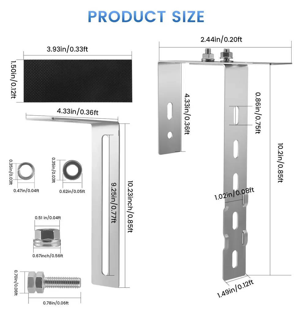 Kit de fixation balcon pour centrale solaire - Support réglable (x2)