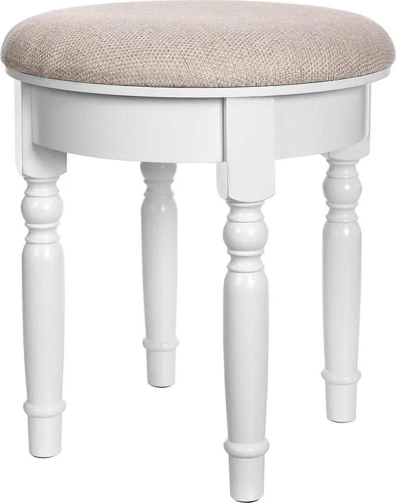 Tabouret rond blanc pour coiffeuse - Assise design en cuir synthétique
