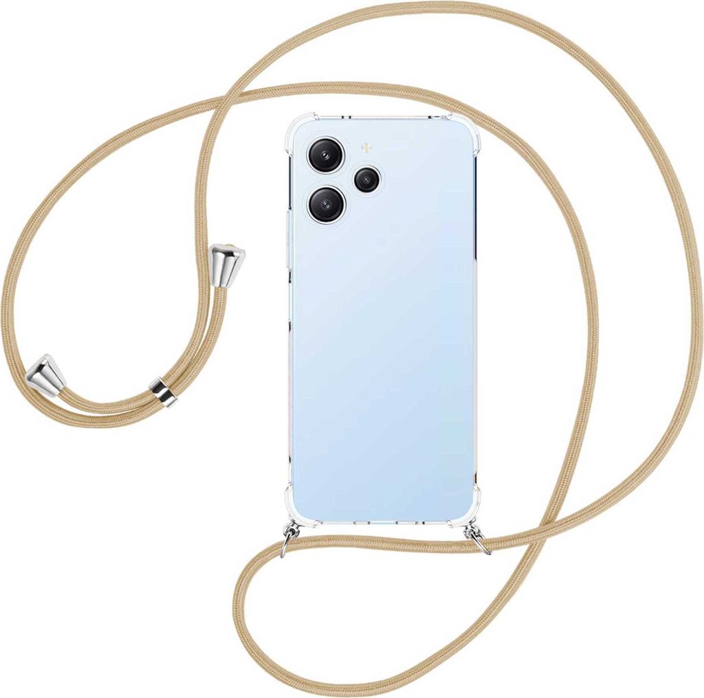Handykette Backcover-Schutzhülle mit Band (Metall silberfarben) für Xiaomi Redmi 12 (6.79'') - caramel